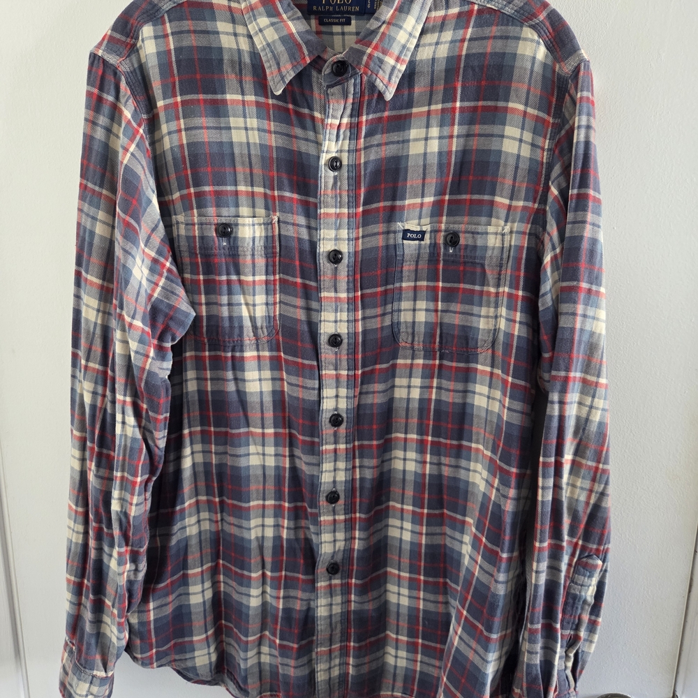 Polo Ralph Lauren Men's Plaid Pastel Long Sleeve Flannel Shirt Size Large